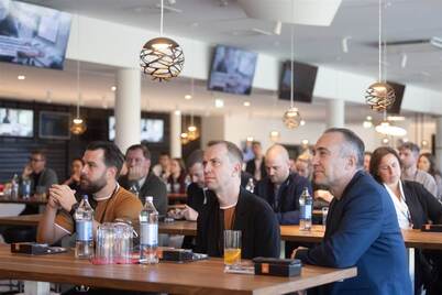Stadium and arena operators listening to a keynote at the Axess Tech Summit 2026